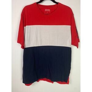 Colorblock Red White & Navy Graphic T-Shirt XL Sean John Crewneck Short Sleeve